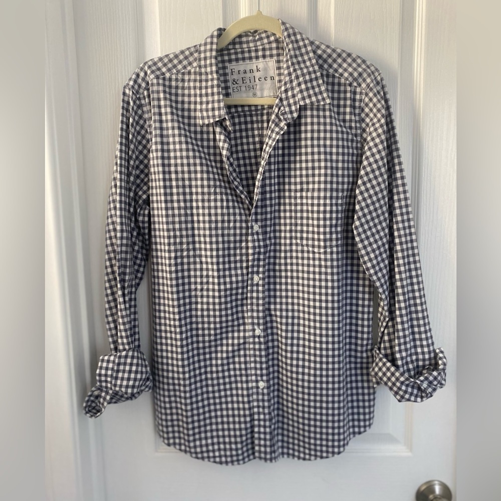 Frank and Eileen cotton gingham check button-up shirt XL Barry cut EUC